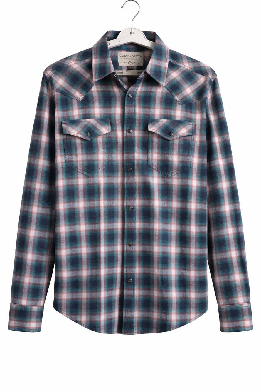 Cody James Mens Western Flannel Shirt Snap Long Sleeve Plaid Medium Nice A600